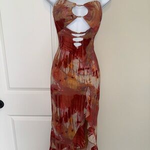 Sexy Multicolor Cut-Out Dress